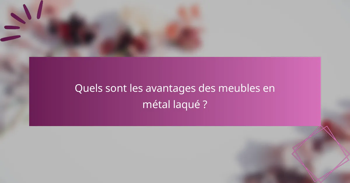 Quels sont les avantages des meubles en métal laqué ?